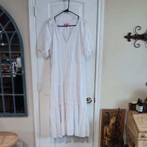Betsey Johnson White V-Neck SPECTATOR Maxi Dress